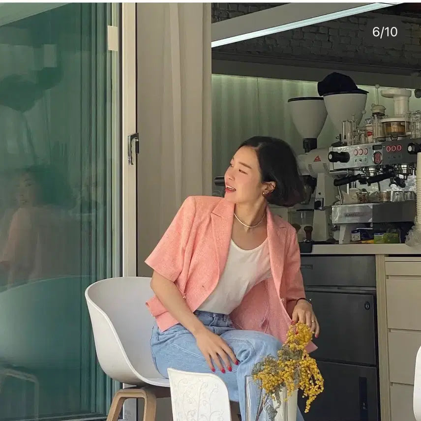 [BUNJANG] Heon She Tweed Short Sleeve Jacket / 허앤쉬 반팔 트위드자켓