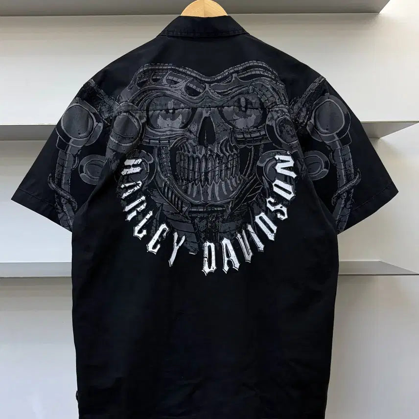 [SOLD OUT] 할리 데이비슨 모터사이클 스컬 하프 셔츠