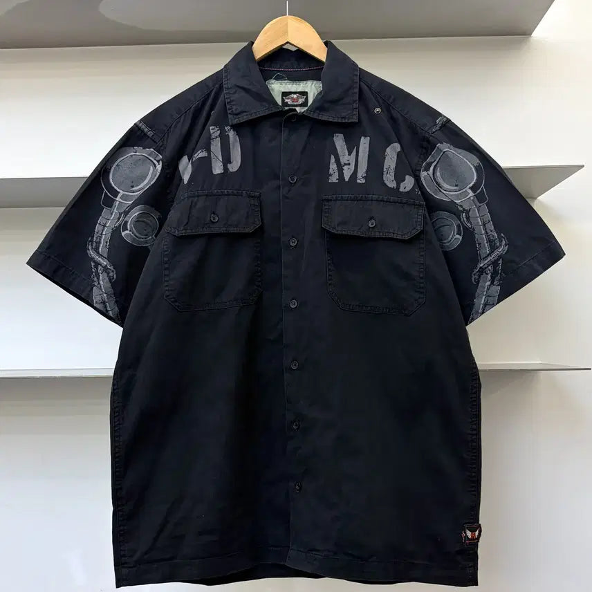 [SOLD OUT] 할리 데이비슨 모터사이클 스컬 하프 셔츠