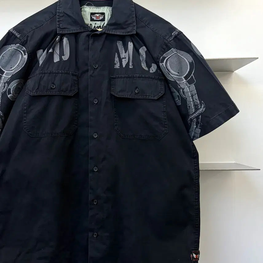 [SOLD OUT] 할리 데이비슨 모터사이클 스컬 하프 셔츠