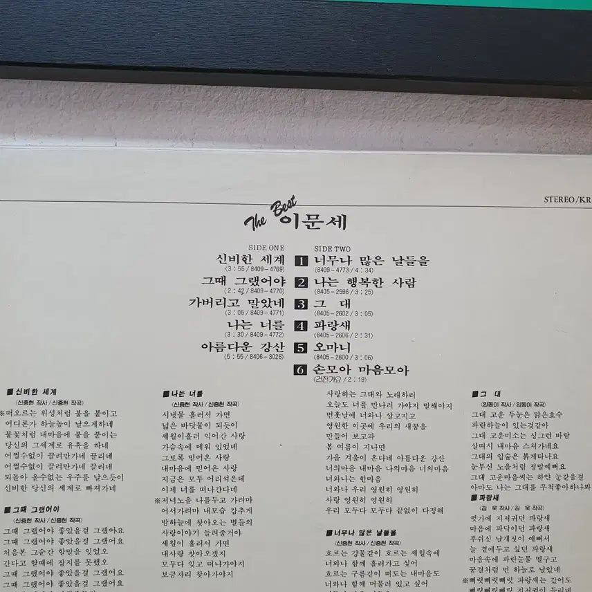 [BUNJANG] Lee Moon Sae Vol.2 LP / 이문세2집 LP 1984.    신중현작사 작곡집