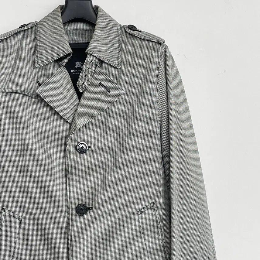 [BUNJANG] Burberry Houndstooth Trench Half Coat / 버버리 하운드투스 트렌치 하프 코트