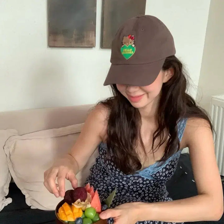 [BUNJANG] Parfum Hello Kitty Hello Summer Ball Cap Brown / 파르벵 태닝 헬로키티 헬로 썸머 볼캡 브라운