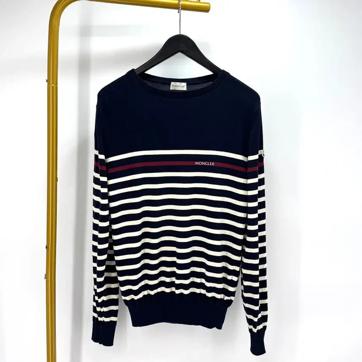 [BUNJANG] Moncler Striped Knit Sweater Navy / [XL사이즈] 몽클레어 스트라이프 니트 네이비