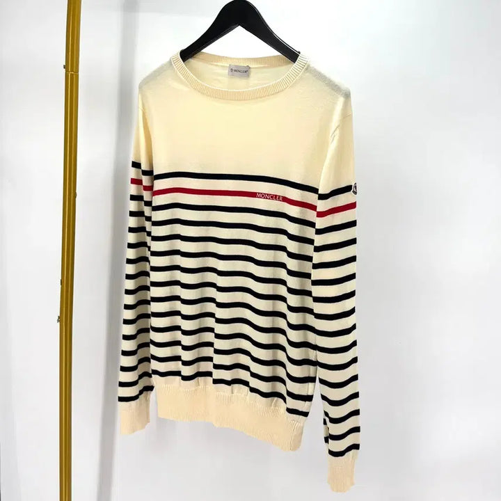 [BUNJANG] Moncler Striped Knit Sweater / [XL사이즈] 몽클레어 스트라이프 니트 아이보리