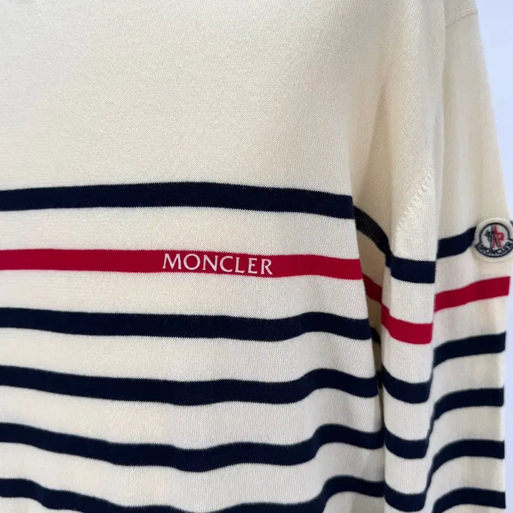 [BUNJANG] Moncler Striped Knit Sweater / [XL사이즈] 몽클레어 스트라이프 니트 아이보리