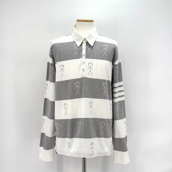 [BUNJANG] Thom Browne PK Long Sleeve Polo Shirt / [4사이즈] 톰브라운 사선 PK 긴팔 카라티 티셔츠 (MJP073E)