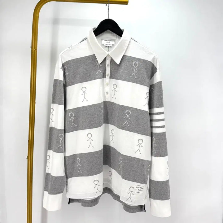 [BUNJANG] Thom Browne PK Long Sleeve Polo Shirt / [4사이즈] 톰브라운 사선 PK 긴팔 카라티 티셔츠 (MJP073E)