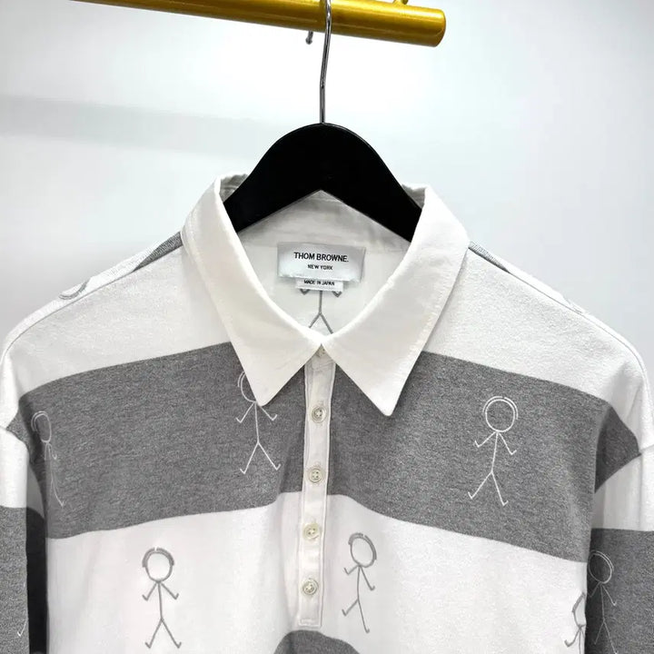 [BUNJANG] Thom Browne PK Long Sleeve Polo Shirt / [4사이즈] 톰브라운 사선 PK 긴팔 카라티 티셔츠 (MJP073E)