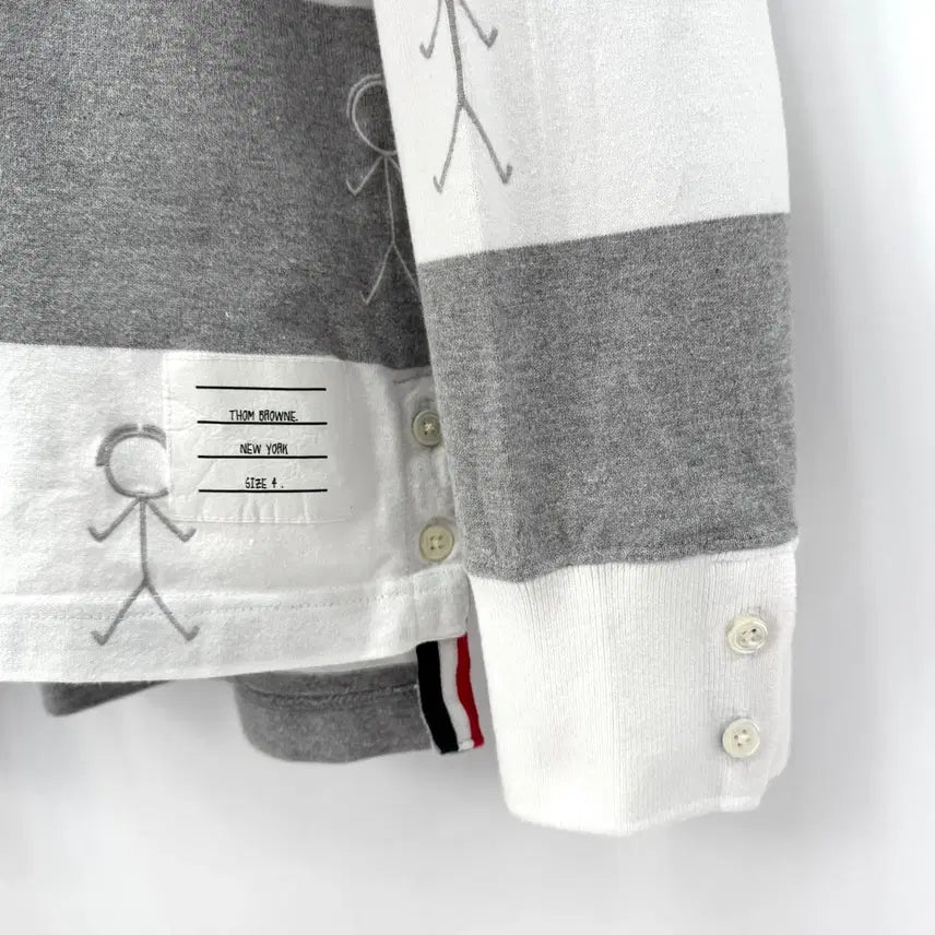 [BUNJANG] Thom Browne PK Long Sleeve Polo Shirt / [4사이즈] 톰브라운 사선 PK 긴팔 카라티 티셔츠 (MJP073E)
