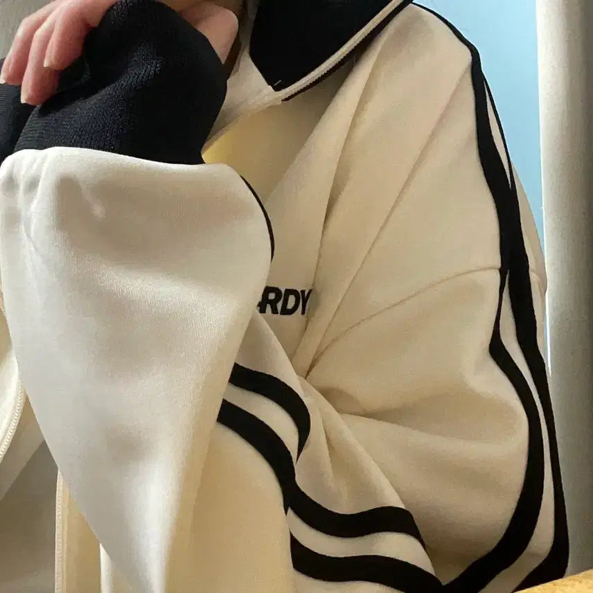 [BUNJANG] Nerdy NY Track Top Cream Jersey / 클래식 널디 져지 NY 트랙탑 크림색