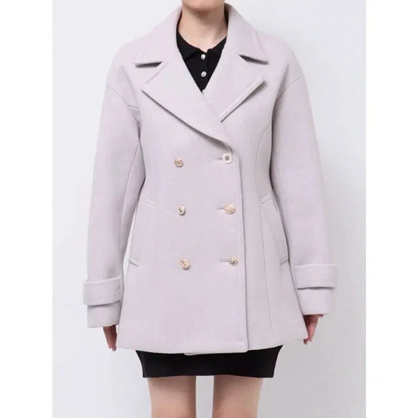 [BUNJANG] Dazzlin Pink Ivory Double Button Coat / 다즐린 핑크 아이보리 더블 버튼 코트 일본브랜드