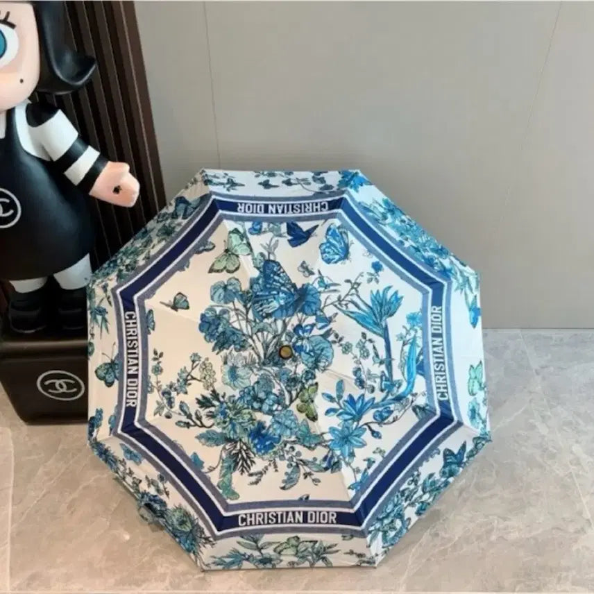 [BUNJANG] Christian Dior Blue Flower Umbrella / 크리스찬 디올 블루 플라워 우산 새상품