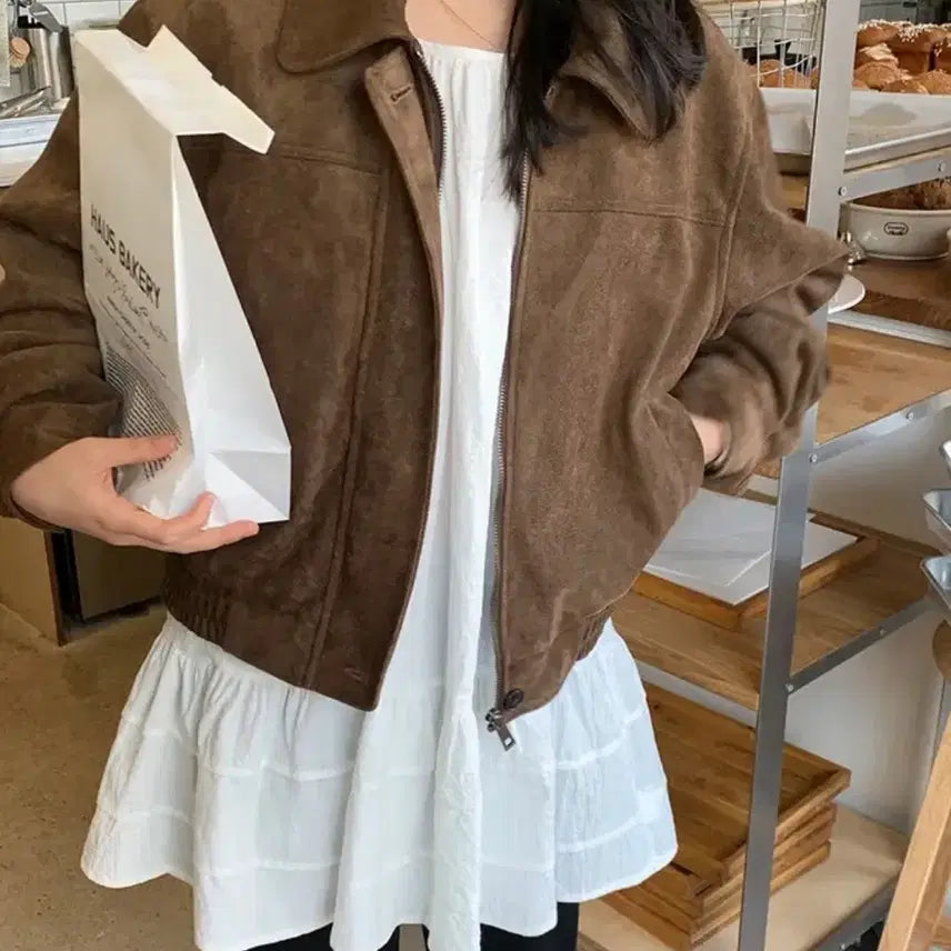 [BUNJANG] With Yoon Suede Blouson Jacket / 위드윤 스웨이드 블루종 자켓