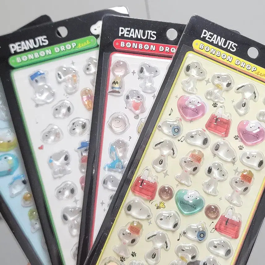 [BUNJANG] PEANUTS Snoopy Bonbon Drop Sticker Bundle Set / PEANUTS 스누피 봉봉드롭 스티커 4장 일괄 1.8