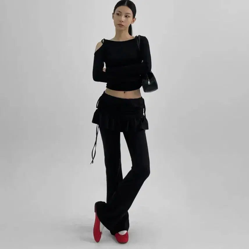 [BUNJANG] 블랙업 아레미 부츠컷레이어드 스커트팬츠 / 블랙업 아레미 부츠컷레이어드 스커트팬츠