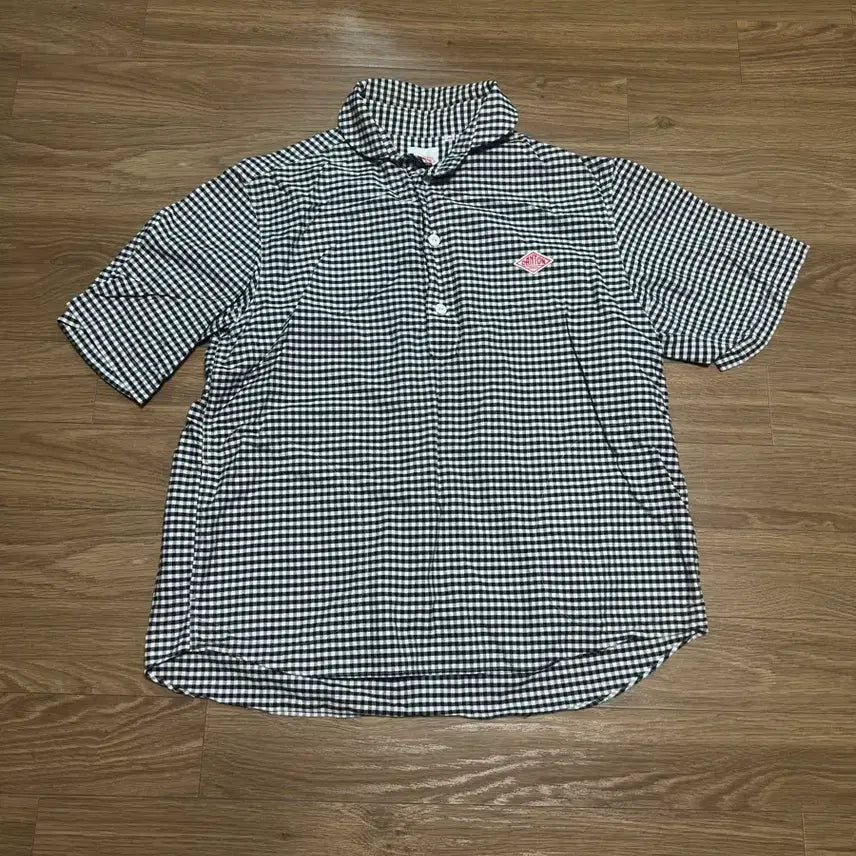 [BUNJANG] DANTON Gingham Check Collar T-shirt Size 44 / 단톤 깅엄 체크 셔츠 카라티 44