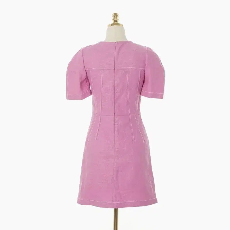 [BUNJANG] Egoist Linen Mini Dress / 에고이스트 / 스티치 포인트 린넨 미니 원피스 55