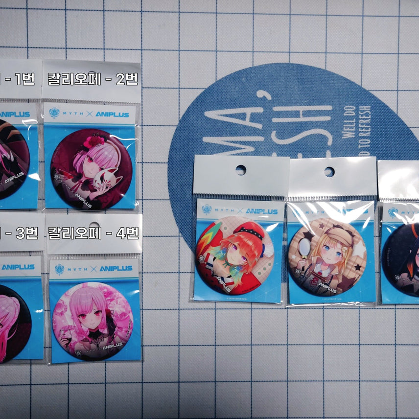 [BUNJANG] holoMyth x ANIPLUS Collaboration Can Badge Set / 홀로라이브 EN x ANIPLUS 콜라보 캔뱃지 7종 (미개봉)