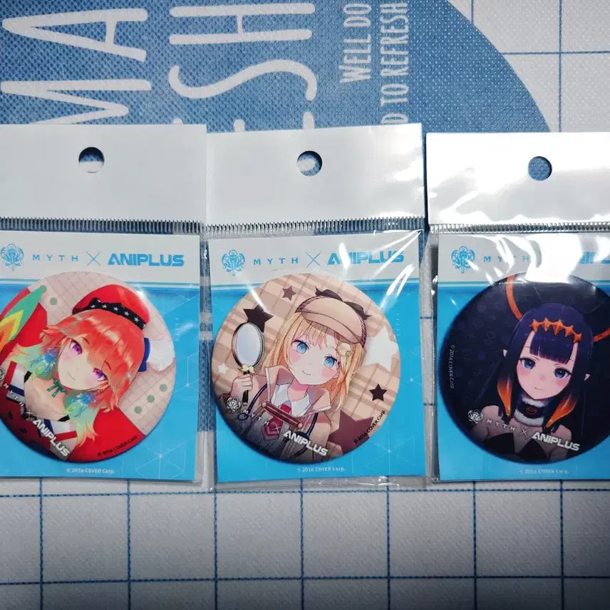 [BUNJANG] holoMyth x ANIPLUS Collaboration Can Badge Set / 홀로라이브 EN x ANIPLUS 콜라보 캔뱃지 7종 (미개봉)