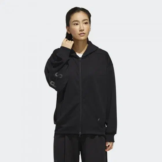 [BUNJANG] Adidas Performance Black Logo Hooded Zip-up / [삼선X] 아디다스 퍼포먼스 블랙 로고 후드집업