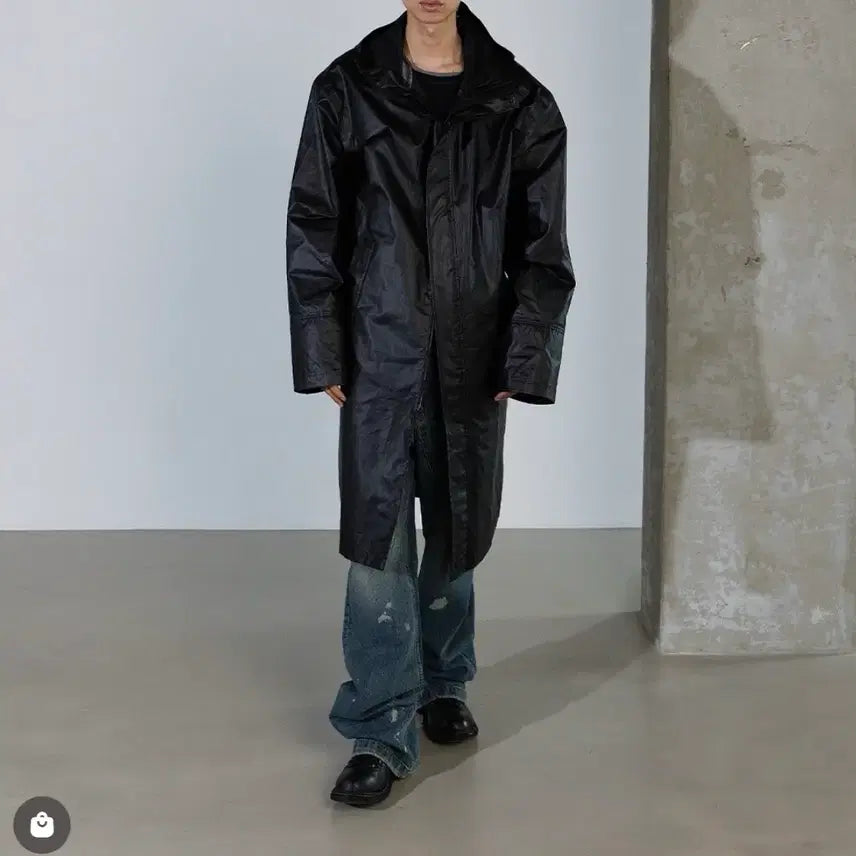 [BUNJANG] khak. Reversible Rain Hood Coat Black / khak. 레인 후드 코트 블랙