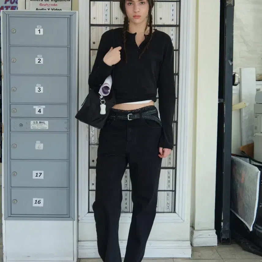 [BUNJANG] Low Classic Pocket Wide-Leg Jeans Black / 로우클래식 POCKET WIDE-LEG JEANS