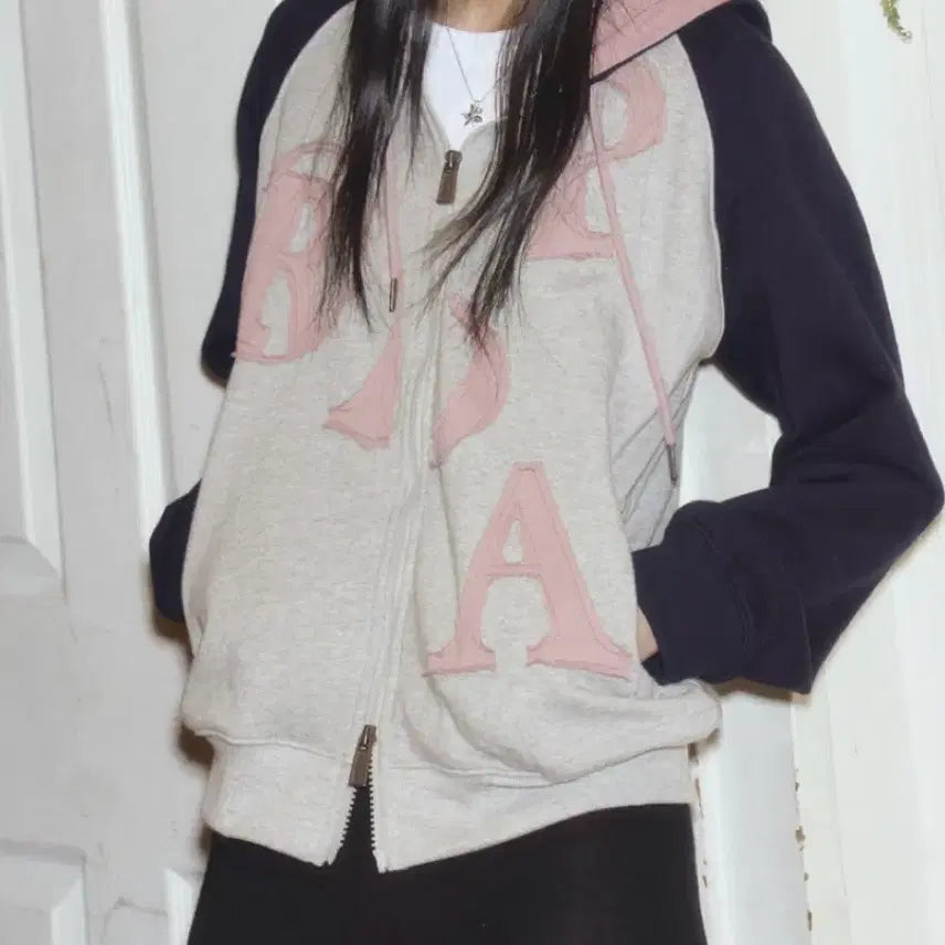 [BUNJANG] Freenda Big Patch Raglan Hood Zip-Up Gray / 프렌다 후드집업