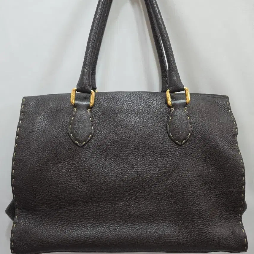 [SOLD OUT] (정품)펜디 브라운 스티치 레더 토트백