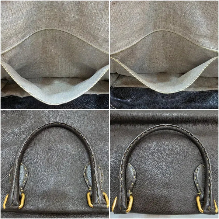 [SOLD OUT] (정품)펜디 브라운 스티치 레더 토트백