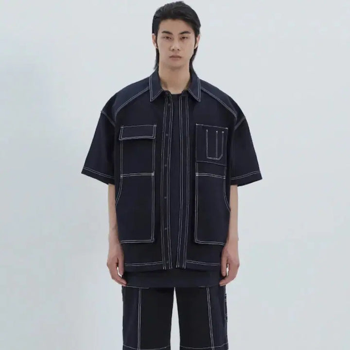 [BUNJANG] Juun.J Denim Short Sleeve Work Shirt / [택보유]준지 데님 반팔 셔츠 판매