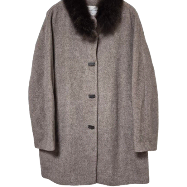 [BUNJANG] Olivia Lauren Fox Fur Wool Half Coat Jacket (95) / 올리비아로렌 여우털폭스퍼 정품 여자 양모(고급) 여성모직하프코트자켓95