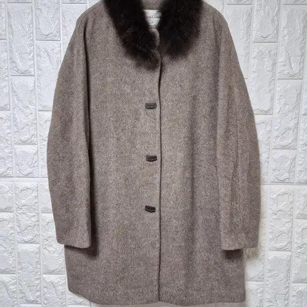 [BUNJANG] Olivia Lauren Fox Fur Wool Half Coat Jacket (95) / 올리비아로렌 여우털폭스퍼 정품 여자 양모(고급) 여성모직하프코트자켓95