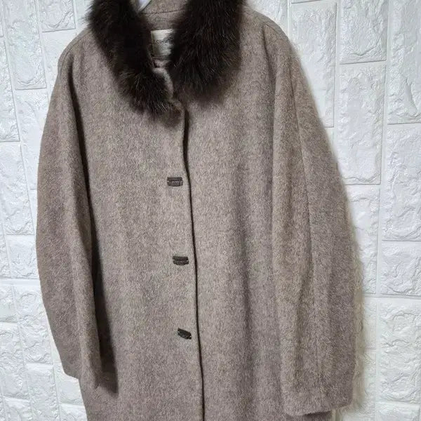 [BUNJANG] Olivia Lauren Fox Fur Wool Half Coat Jacket (95) / 올리비아로렌 여우털폭스퍼 정품 여자 양모(고급) 여성모직하프코트자켓95