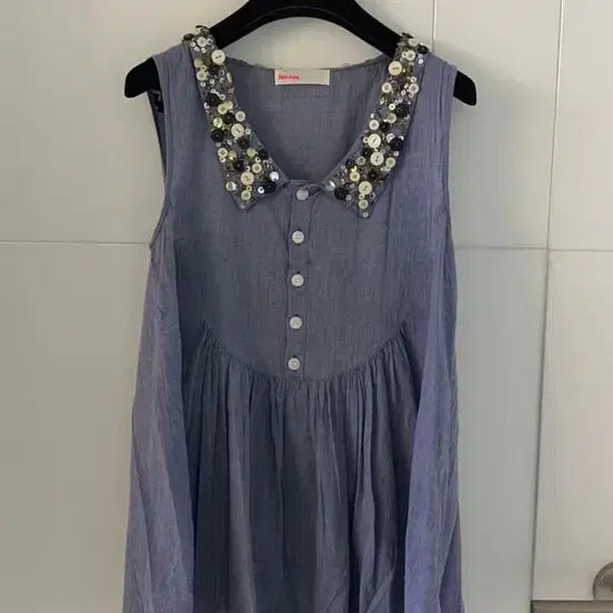 [SOLD OUT] Ne net  블루 큐빅 카라 블라우스 44,55