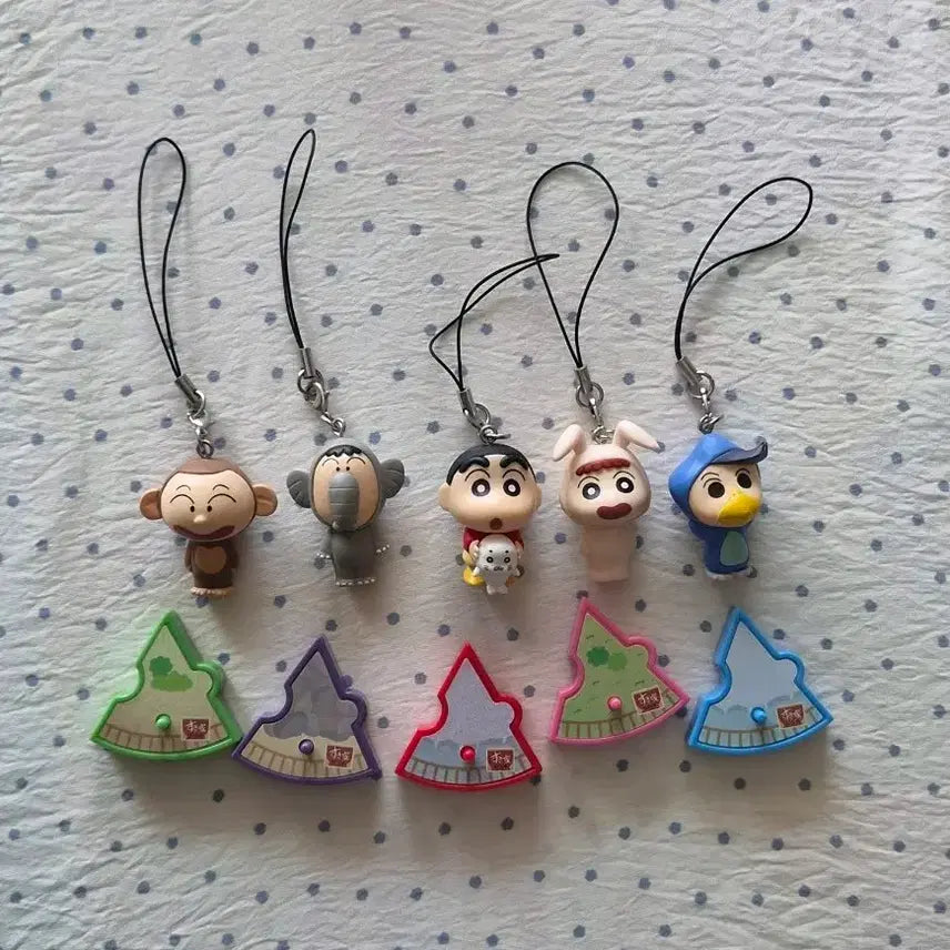 [SOLD OUT] (일괄)짱구 스키야 동물캐릭터 피규어키링