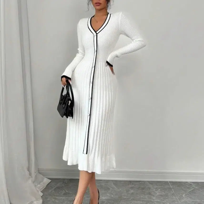 [BUNJANG] V-Neck Sweater Dress / 브이넥 스웨터 드레스