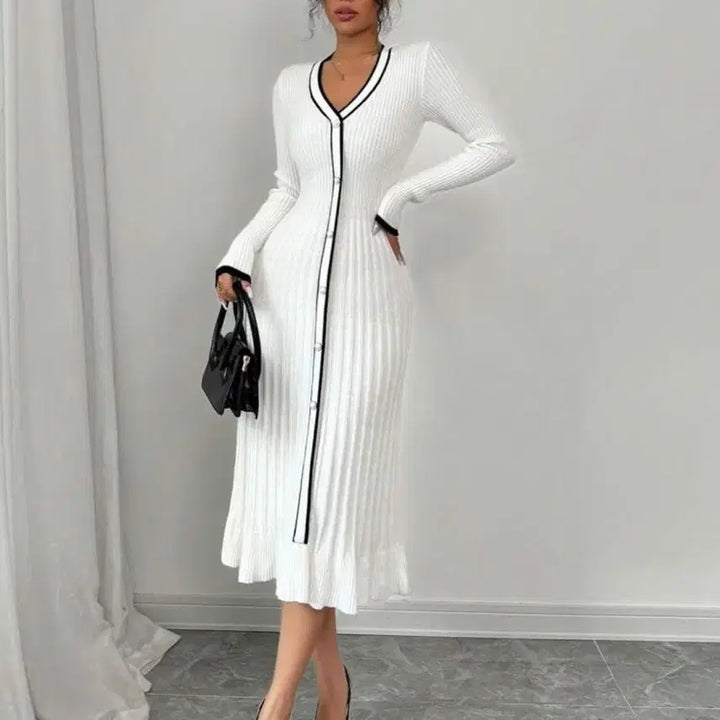 [BUNJANG] V-Neck Sweater Dress / 브이넥 스웨터 드레스