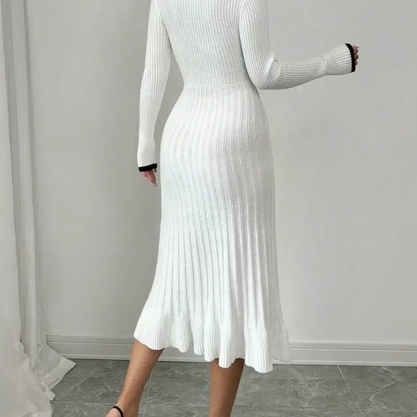 [BUNJANG] V-Neck Sweater Dress / 브이넥 스웨터 드레스