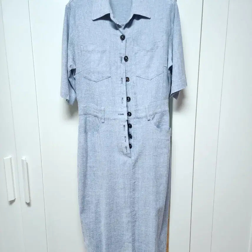 [BUNJANG] Blue Linen Shirt Dress / 블루 린넨 셔츠원피스 데일리룩