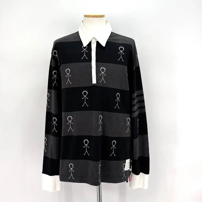 [BUNJANG] Thom Browne PK Long Sleeve Polo Shirt / [4사이즈] 톰브라운 사선 PK 긴팔 카라티 티셔츠 (MJP073E)