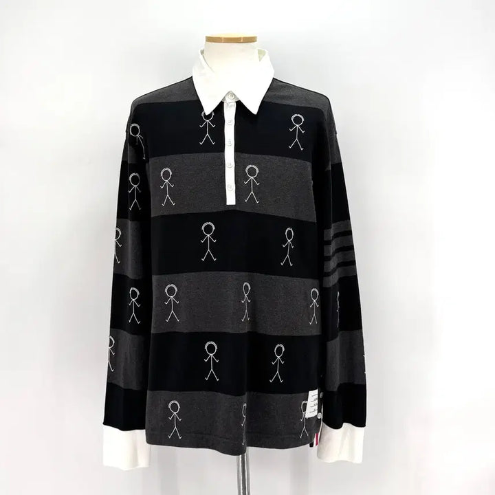 [BUNJANG] Thom Browne PK Long Sleeve Polo Shirt / [4사이즈] 톰브라운 사선 PK 긴팔 카라티 티셔츠 (MJP073E)