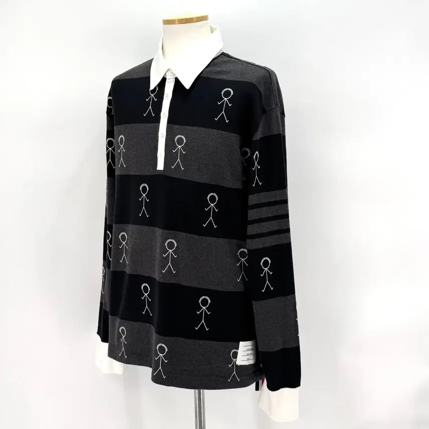 [BUNJANG] Thom Browne PK Long Sleeve Polo Shirt / [4사이즈] 톰브라운 사선 PK 긴팔 카라티 티셔츠 (MJP073E)