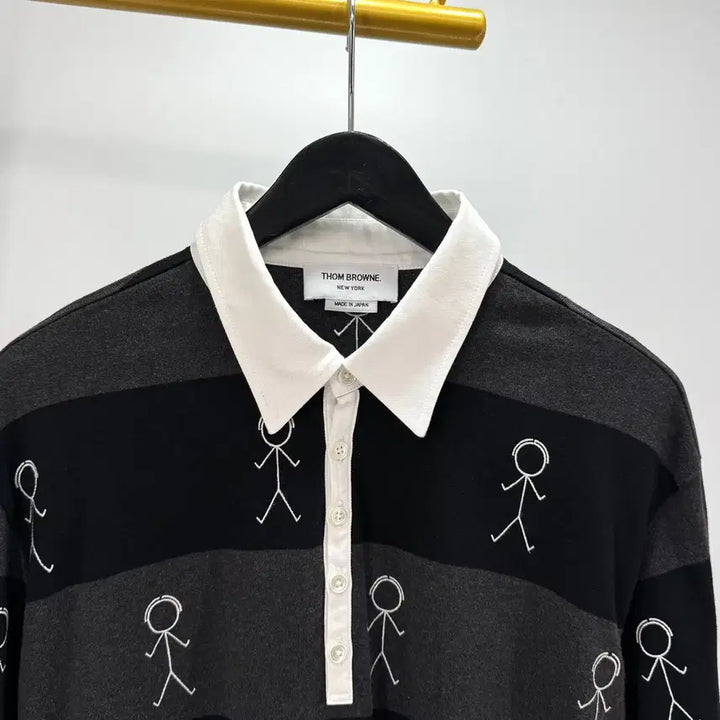 [BUNJANG] Thom Browne PK Long Sleeve Polo Shirt / [4사이즈] 톰브라운 사선 PK 긴팔 카라티 티셔츠 (MJP073E)