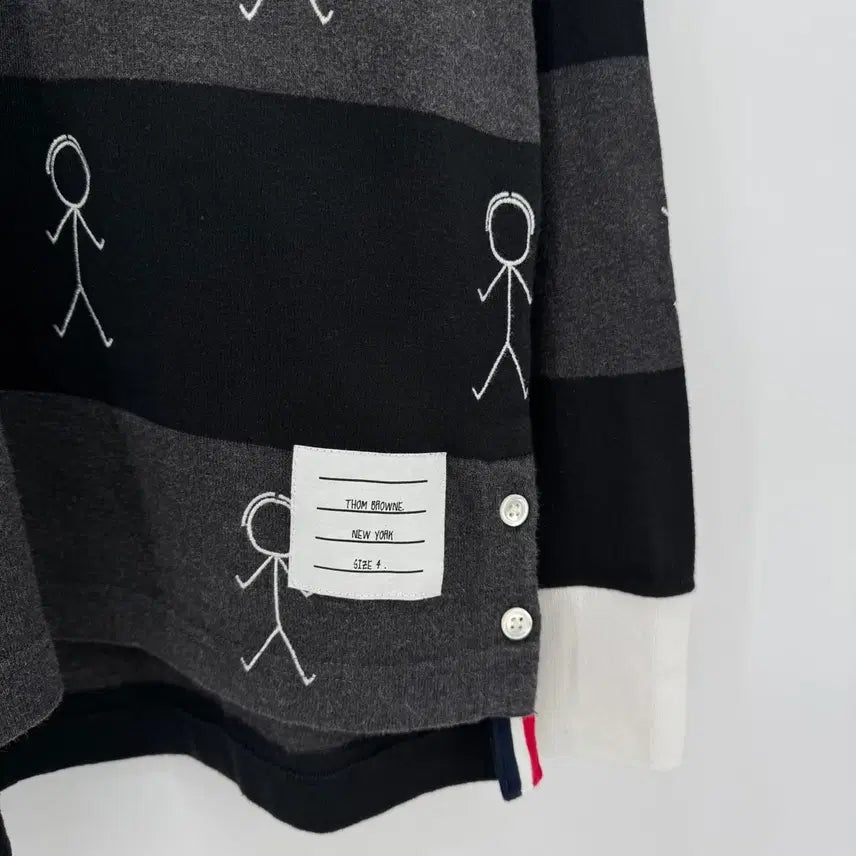[BUNJANG] Thom Browne PK Long Sleeve Polo Shirt / [4사이즈] 톰브라운 사선 PK 긴팔 카라티 티셔츠 (MJP073E)