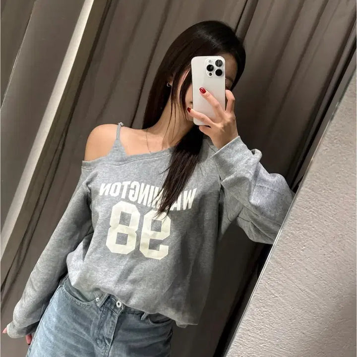 [SOLD OUT] 택포) 윈터 오프숄더 원숄더 맨투맨