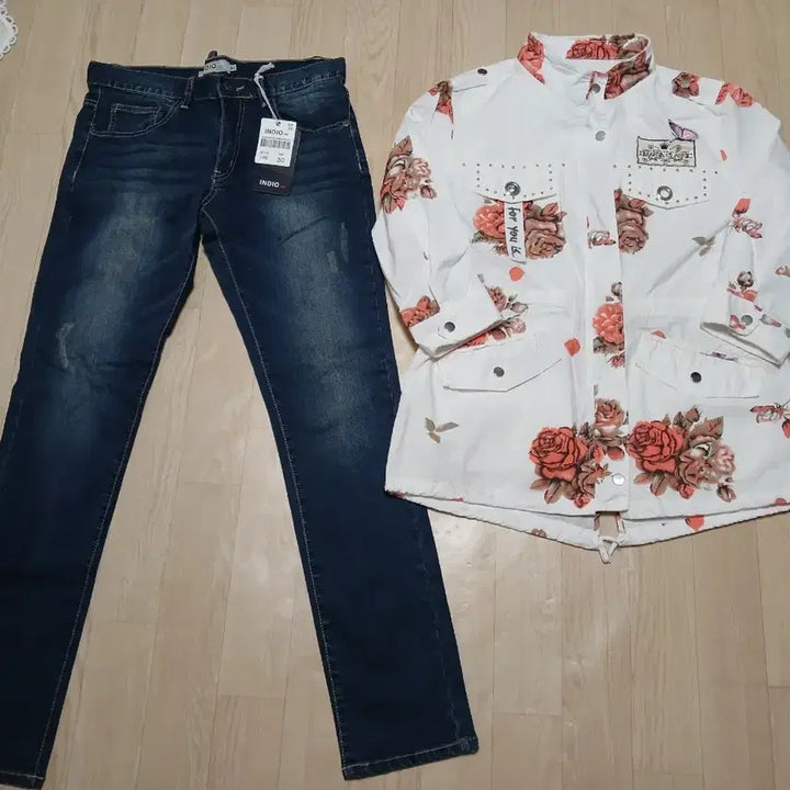 [BUNJANG] Indian Indigo Jeans + Cotton Jacket Bundle / 인디오 청바지(새상품)+면자켓 일괄,여성의류 점퍼