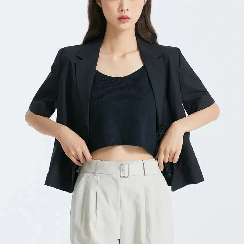 [BUNJANG] MIXXO Tailored Short Sleeve Jacket / 미쏘 테일러드 숏 반팔자켓