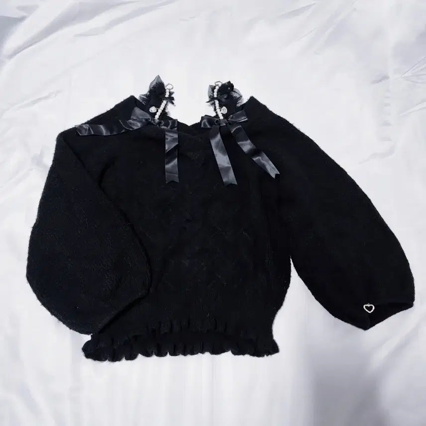 [BUNJANG] Liz Lisa Black Off-Shoulder Knit / 정품) 희귀 리즈리사 블랙 오프숄더 니트