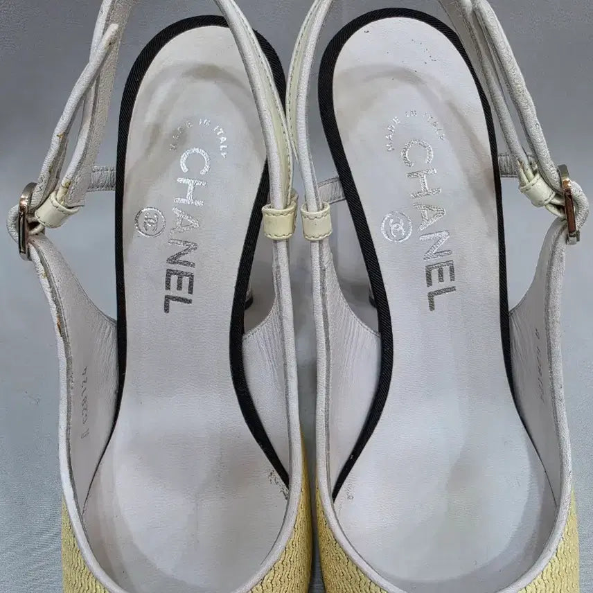 [BUNJANG] Chanel Two-Tone Slingback Heels / (정품)샤넬 옐로우/블랙 투톤 슬링백 힐 250~255